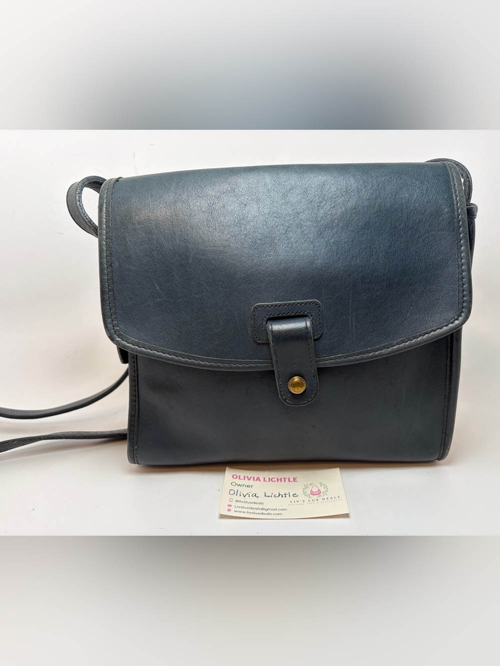 Vintage Coach Navy Mulberry Leather Bag, Made in USA 🇺🇸
